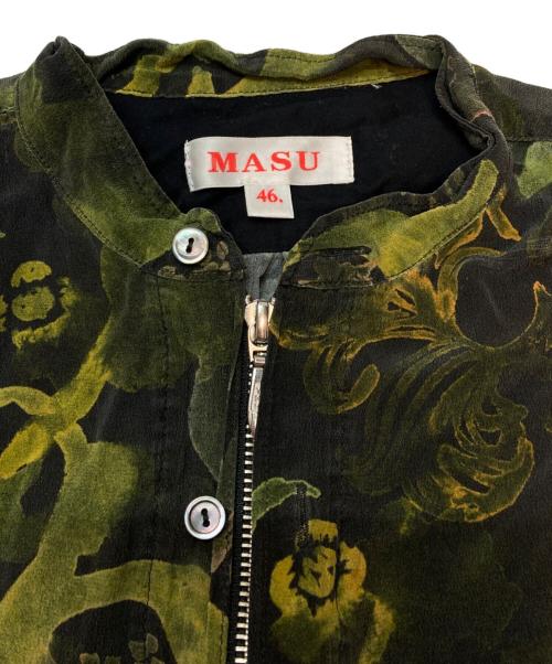 masu（エムエーエスユー）masu (エムエーエスユー) GRANNY ZIP-UP SHIRTS ブラック×グリーン サイズ:46の古着・服飾アイテム