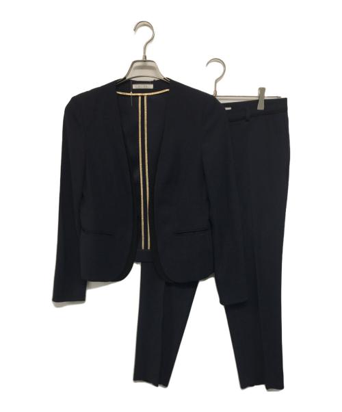 BEIGE（ベイジ）BEIGE (ベイジ) CINDYノーカラーセットアップスーツ ネイビー サイズ:4の古着・服飾アイテム