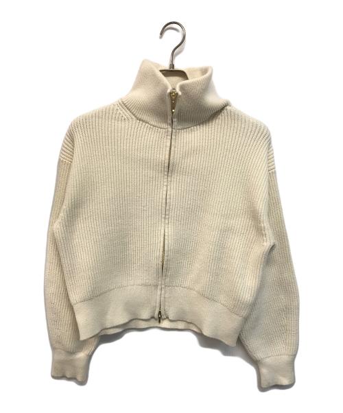 23区（ニジュウサンク）23区 (ニジュウサンク) コットンリリー ニットブルゾン ホワイト サイズ:38の古着・服飾アイテム