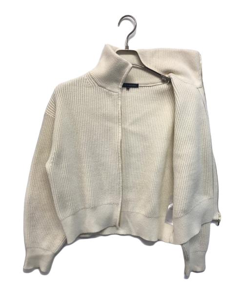 23区（ニジュウサンク）23区 (ニジュウサンク) コットンリリー ニットブルゾン ホワイト サイズ:38の古着・服飾アイテム