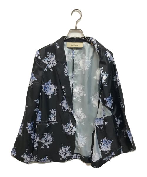 PAUL SMITH（ポールスミス）PAUL SMITH (ポールスミス) 黒と青の花柄シングルブレストジャケット ブラック サイズ:40の古着・服飾アイテム