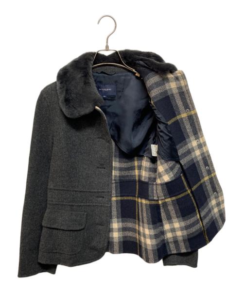 BURBERRY LONDON（バーバリーロンドン）BURBERRY LONDON (バーバリーロンドン) ラビットファー付きウールカシミヤジャケット ブラック サイズ:40の古着・服飾アイテム