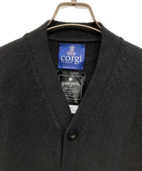 CORGI（コーギ）CORGI (コーギ) 袖ボーダーニットカーディガン ブラック サイズ:Mの古着・服飾アイテム
