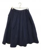 COMME des GARCONS COMME des GARCONSコムデギャルソン コムデギャルソン）の古着「ネッフウール縮絨 タックワイドロングスカート」｜ネイビー