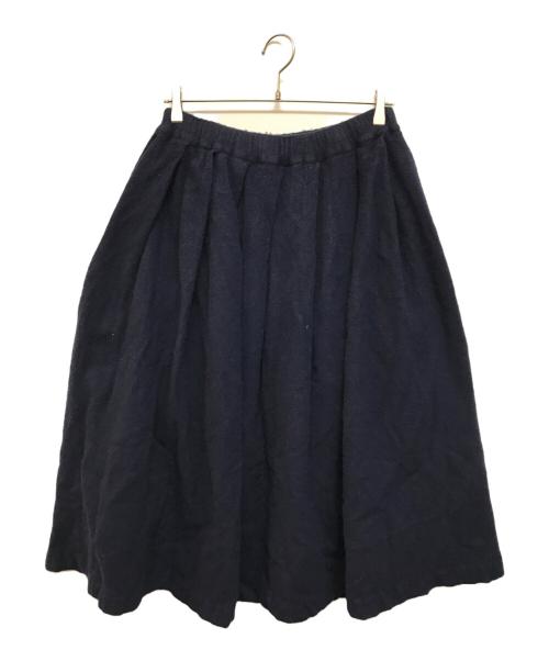 COMME des GARCONS COMME des GARCONS（コムデギャルソン コムデギャルソン）COMME des GARCONS COMME des GARCONS (コムデギャルソン コムデギャルソン) ネッフウール縮絨 タックワイドロングスカート ネイビー サイズ:Sの古着・服飾アイテム