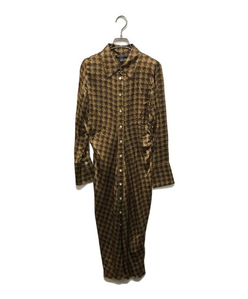 BANANA REPUBLIC（バナナリパブリック）BANANA REPUBLIC (バナナリパブリック) シルク100％シャツワンピース ブラウン サイズ:Mの古着・服飾アイテム