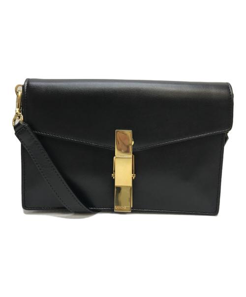 ZANCHETTI（ザンケッティー）ZANCHETTI (ザンケッティー) Clip レザーショルダーバッグ ブラックの古着・服飾アイテム
