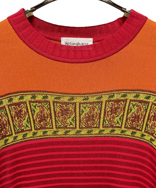 Yves Saint Laurent（イヴサンローラン）Yves Saint Laurent (イヴサンローラン) ニットワンピース レッド サイズ:Mの古着・服飾アイテム