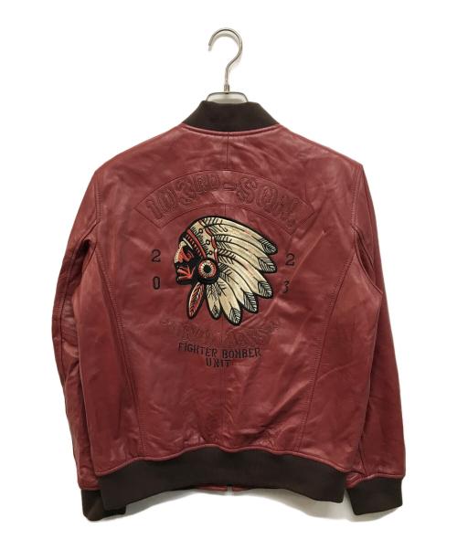 BOLINI（ボリーニ）BOLINI (ボリーニ) ワッペンレザーブルゾン レッド サイズ:50の古着・服飾アイテム