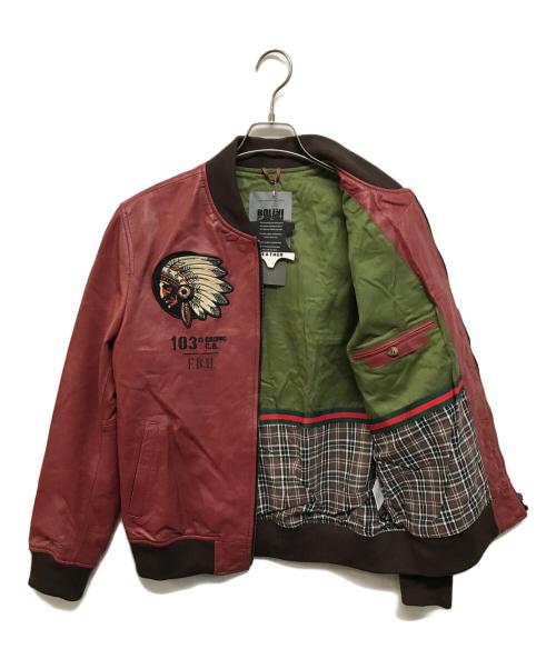 BOLINI（ボリーニ）BOLINI (ボリーニ) ワッペンレザーブルゾン レッド サイズ:50の古着・服飾アイテム