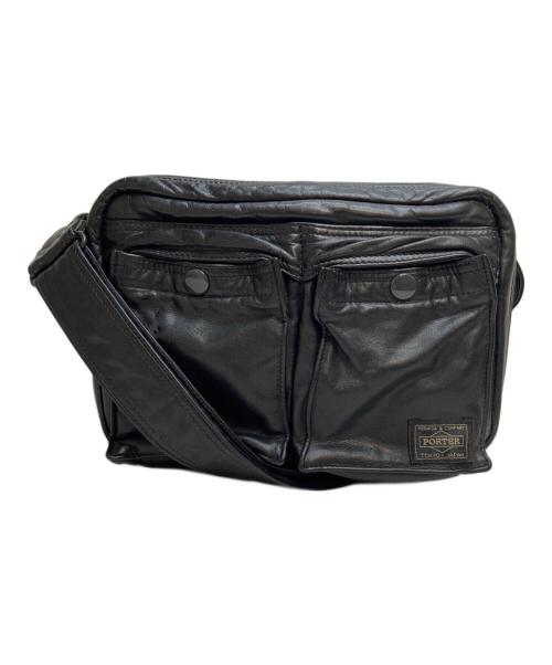 PORTER（ポーター）PORTER (ポーター) レザーショルダーバッグ ブラックの古着・服飾アイテム