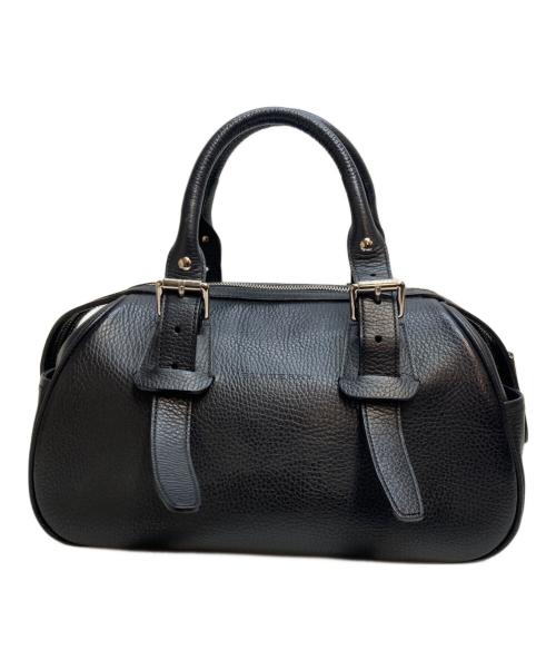 BURBERRY（バーバリー）BURBERRY (バーバリー) ライナーノヴァチェック ミニレザーボストンバッグ ブラックの古着・服飾アイテム