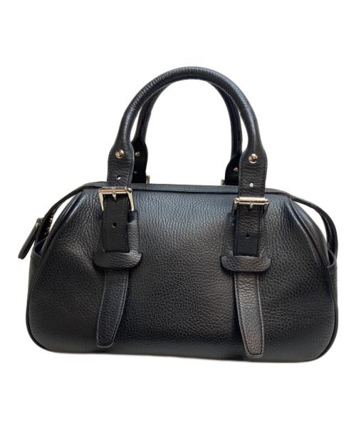 BURBERRY（バーバリー）BURBERRY (バーバリー) ライナーノヴァチェック ミニレザーボストンバッグ ブラックの古着・服飾アイテム