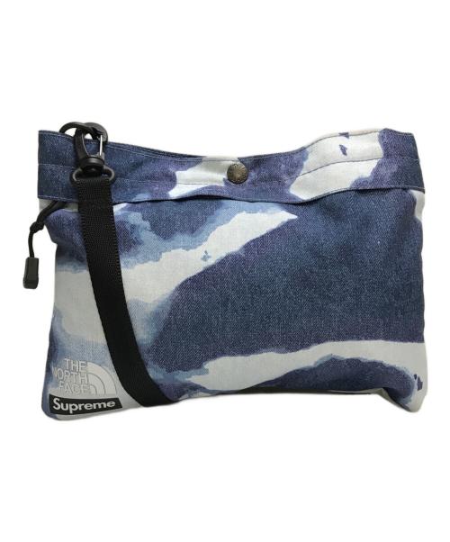 THE NORTH FACE（ザ ノース フェイス）THE NORTH FACE (ザ ノース フェイス) SUPREME (シュプリーム) BLEACHED DENIM SHOULDER BAG ホワイト×ブルーの古着・服飾アイテム