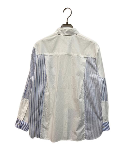 PS Paul Smith（ＰＳポールスミス）PS Paul Smith (ＰＳポールスミス) パッチワーク ストライプシャツ ホワイト サイズ:40の古着・服飾アイテム