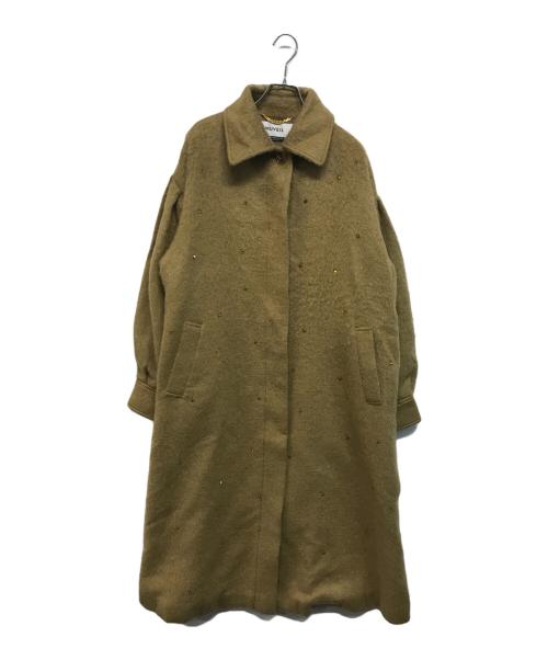 MUVEIL（ミュベール）MUVEIL (ミュベール) Stone Embroidery Coat(ストーン エンブロイダリー コート) ブラウン サイズ:Mの古着・服飾アイテム