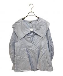 CLANE（クラネ）の古着「BIG COLLAR DRAWSTRING BLOUSE」｜スカイブルー