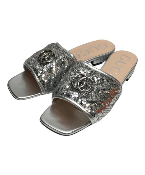 GUCCI（グッチ）GUCCI (グッチ) GGスパンコールミュール シルバー サイズ:38の古着・服飾アイテム