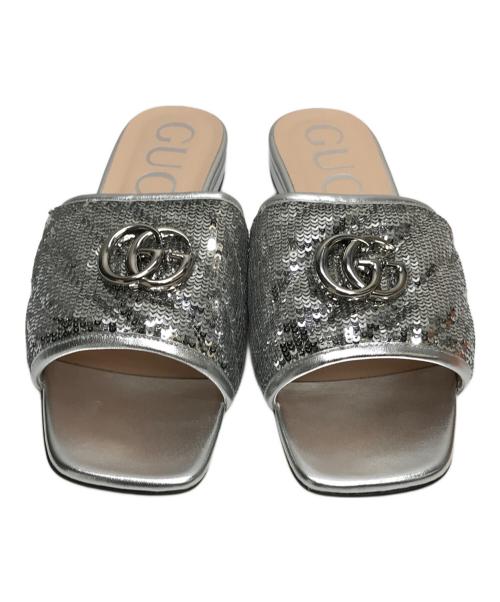 GUCCI（グッチ）GUCCI (グッチ) GGスパンコールミュール シルバー サイズ:38の古着・服飾アイテム