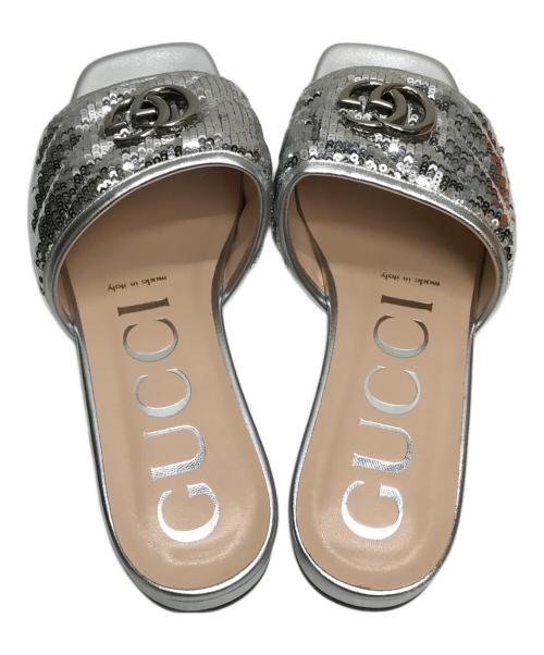 GUCCI（グッチ）GUCCI (グッチ) GGスパンコールミュール シルバー サイズ:38の古着・服飾アイテム