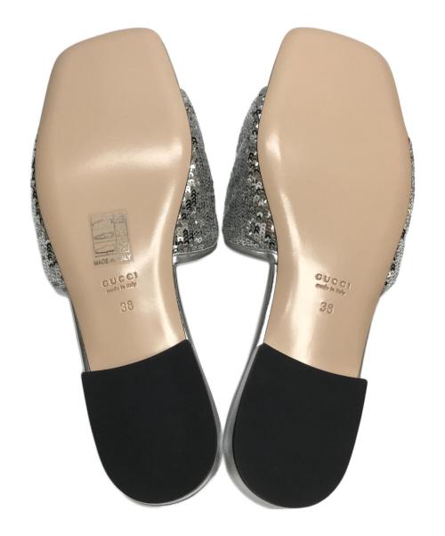 GUCCI（グッチ）GUCCI (グッチ) GGスパンコールミュール シルバー サイズ:38の古着・服飾アイテム