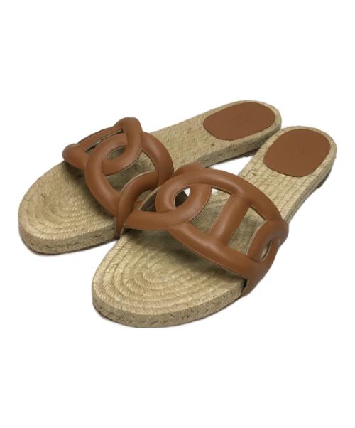 HERMES（エルメス）HERMES (エルメス) ファモサ エスパドリーユ サンダル ブラウン サイズ:40の古着・服飾アイテム