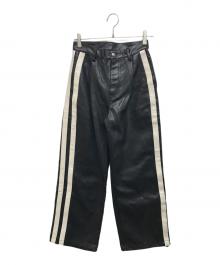 X-GIRL（エックスガール）の古着「FAUX LEATHER CONTRAST LINE PANTS」｜ブラック