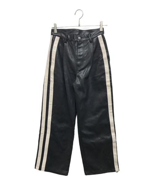X-GIRL（エックスガール）X-GIRL (エックスガール) FAUX LEATHER CONTRAST LINE PANTS ブラック サイズ:SIZE Mの古着・服飾アイテム