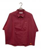 TIGHTBOOTH PRODUCTIONタイトブースプロダクション）の古着「PINSTRIPE HALF-ZIP SHIRT」｜バーガンディー