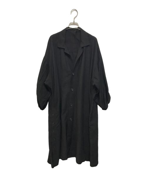 Yohji Yamamoto collections（ヨウジヤマモトコレクションズ）Yohji Yamamoto collections (ヨウジヤマモトコレクションズ) 25SS Cu/W HIGH TWISTED GABARDINE SIDE GATHER DETAIL COAT A ブラック サイズ:1の古着・服飾アイテム