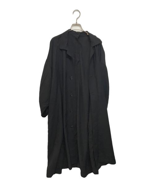 Yohji Yamamoto collections（ヨウジヤマモトコレクションズ）Yohji Yamamoto collections (ヨウジヤマモトコレクションズ) 25SS Cu/W HIGH TWISTED GABARDINE SIDE GATHER DETAIL COAT A ブラック サイズ:1の古着・服飾アイテム