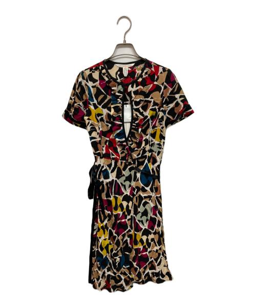 DIANE VON FURSTENBERG（ダイアンフォンファステンバーグ）DIANE VON FURSTENBERG (ダイアンフォンファステンバーグ) カシュクールシルクワンピース ブラック サイズ:2の古着・服飾アイテム