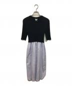 KENZOケンゾー）の古着「ニット切替ワンピース」｜ネイビー