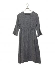 fog linen work（フォグリネンワーク）の古着「ブラウスリネンワンピース」｜ネイビー