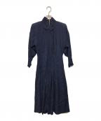 TOGA PULLAトーガ プルラ）の古着「アセテートレーヨンジャガードドレス」｜ネイビー