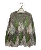 LAD MUSICIANラッドミュージシャン）の古着「Argyle Mohair Cardigan」｜グレー×グリーン