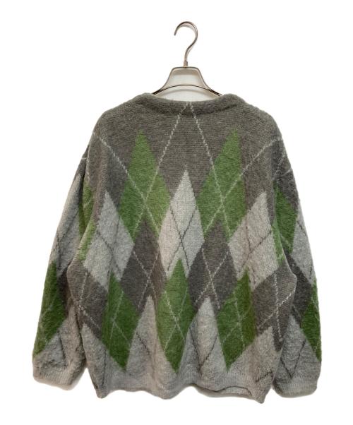 LAD MUSICIAN（ラッドミュージシャン）LAD MUSICIAN (ラッドミュージシャン) Argyle Mohair Cardigan グレー×グリーン サイズ:44の古着・服飾アイテム
