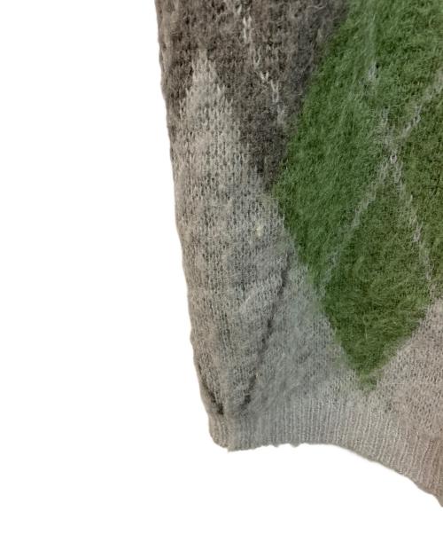 LAD MUSICIAN（ラッドミュージシャン）LAD MUSICIAN (ラッドミュージシャン) Argyle Mohair Cardigan グレー×グリーン サイズ:44の古着・服飾アイテム