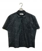 TOGA PULLAトーガ プルラ）の古着「メッシュマーブルプリントショートスリーブシャツ」｜ブラック