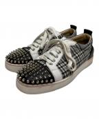 Christian Louboutinクリスチャン・ルブタン）の古着「スタッズチェック柄切替スニーカー」｜グレー