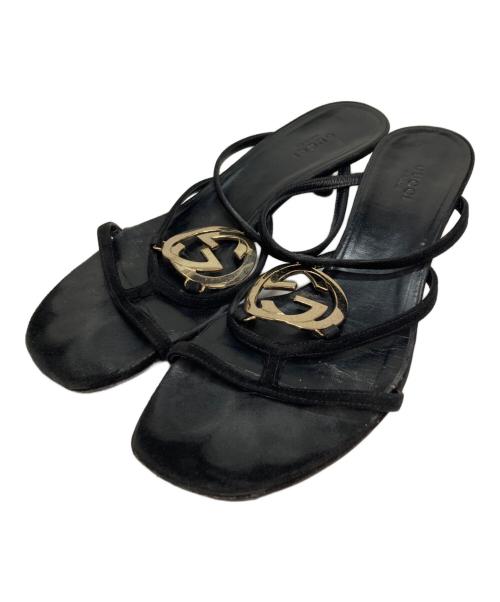GUCCI（グッチ）GUCCI (グッチ) インターロッキングサンダル ブラック サイズ:37の古着・服飾アイテム