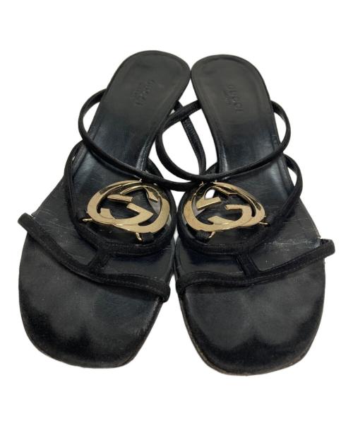 GUCCI（グッチ）GUCCI (グッチ) インターロッキングサンダル ブラック サイズ:37の古着・服飾アイテム