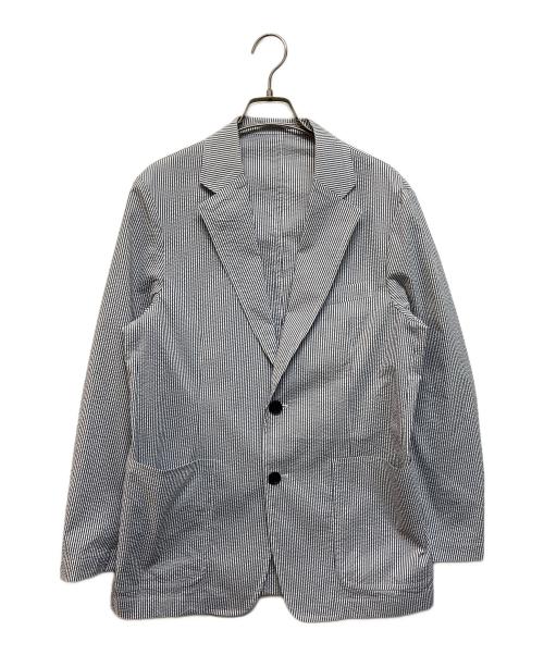 TOMORROW LAND（トゥモローランド）TOMORROW LAND (トゥモローランド) シアサッカーテーラードジャケット ブルー×ホワイト サイズ:48の古着・服飾アイテム