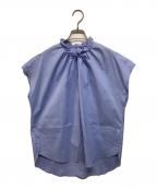 23区ニジュウサンク）の古着「ギャザーリボンノースリーブブラウス」｜ブルー