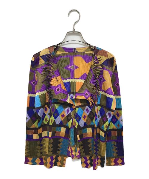 PLEATS PLEASE（プリーツプリーズ）PLEATS PLEASE (プリーツプリーズ) プリーツカーディガン マルチカラー サイズ:3の古着・服飾アイテム