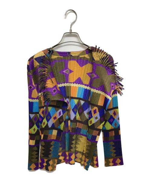 PLEATS PLEASE（プリーツプリーズ）PLEATS PLEASE (プリーツプリーズ) プリーツカーディガン マルチカラー サイズ:3の古着・服飾アイテム