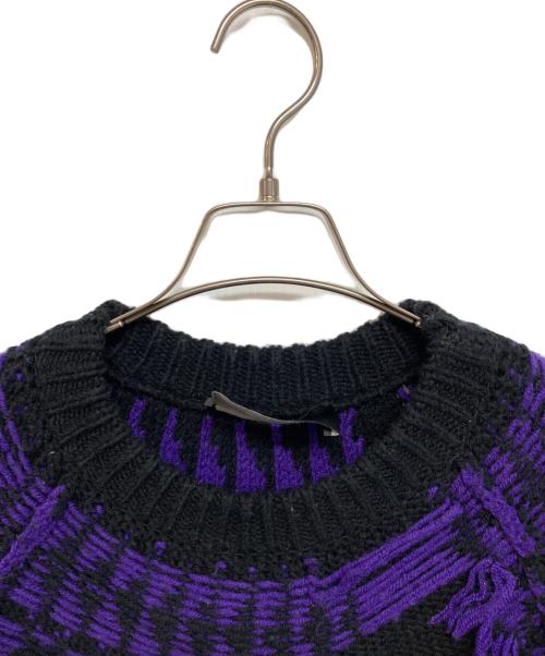 YUKI HASHIMOTO（ユウキハシモト）YUKI HASHIMOTO (ユウキハシモト) INSIDEOUT WAREHOUSE PATTERN JUMPER パープル×ブラック サイズ:Mの古着・服飾アイテム