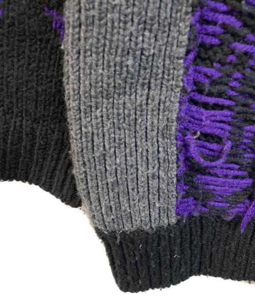 YUKI HASHIMOTO（ユウキハシモト）YUKI HASHIMOTO (ユウキハシモト) INSIDEOUT WAREHOUSE PATTERN JUMPER パープル×ブラック サイズ:Mの古着・服飾アイテム