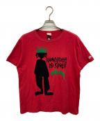 Champion×stussyチャンピオン×ステューシー）の古着「フロッキーシャドーマンTシャツ」｜レッド