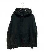 stussyステューシー）の古着「SLANT FLEECE PULLOVER HOODED SWEATSHIRT」｜ブラック